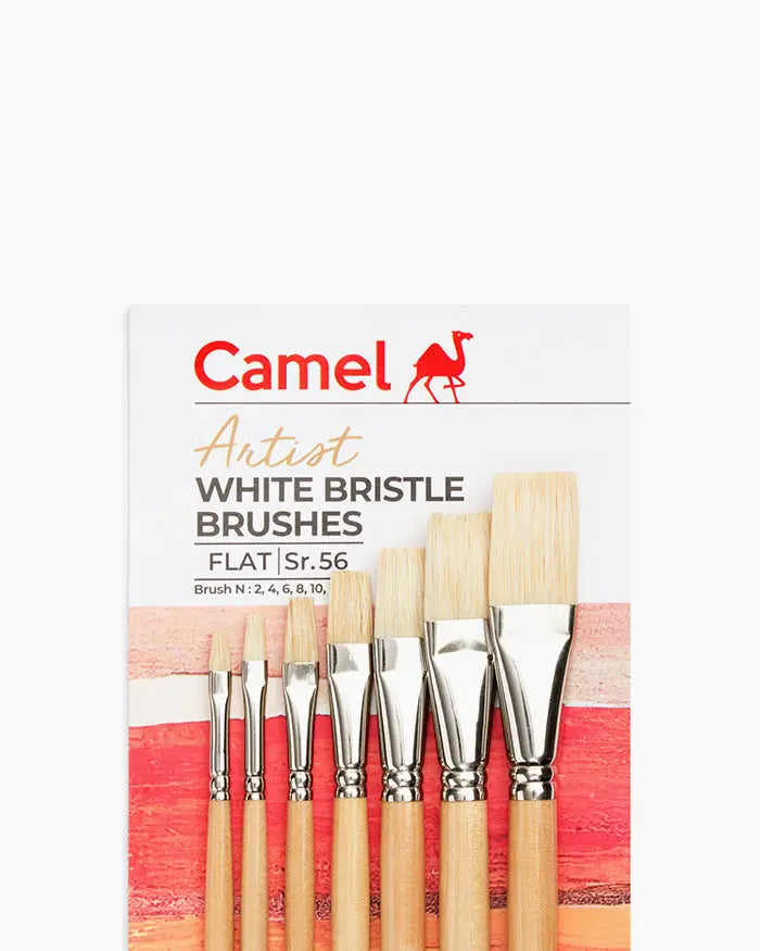 Camel Camlin Brushes Series 56 White Bristles Flat Brush Set Camel